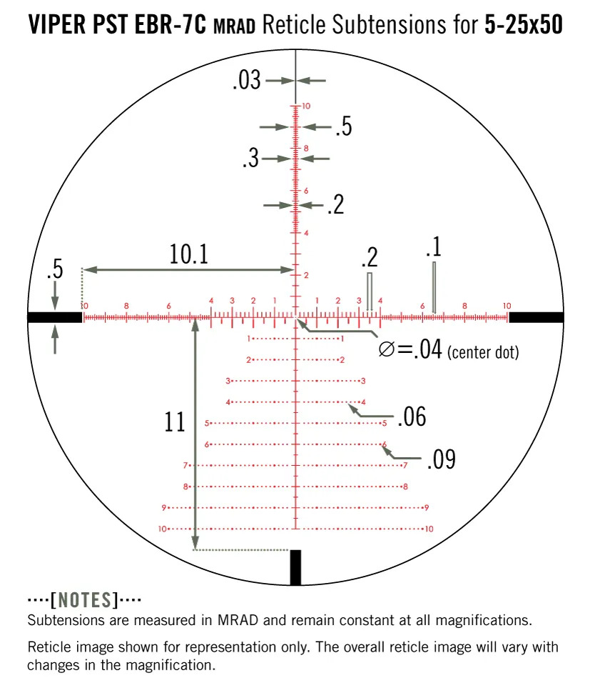 Прицел VORTEX VIPER PST GEN II 5-25x50 FFP EBR-7C d30 MRAD