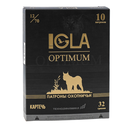 Патрон c картечью IGLA Optimum кал. 12/70 (8,5 мм) 32 г, уп. 25 шт.