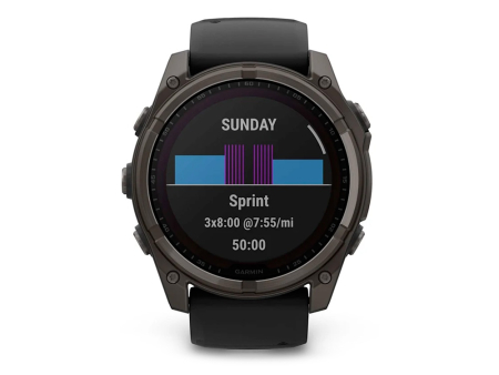 Наручные GPS смарт-часы GARMIN Fenix 8 - 51 мм SOLAR Sapphire Carbon Gray DLC Titanium, Black/Pebble Gray Silicone Band