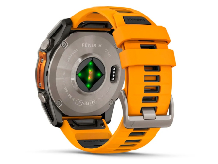 Наручные GPS смарт-часы GARMIN Fenix 8 - 51 мм AMOLED Sapphire Titanium Spark Orange/Graphite Silicone Band