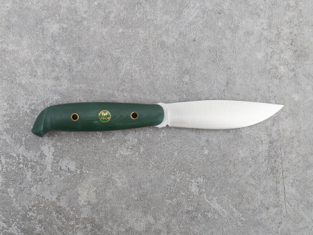 Нож BeaverKnife Шарль Перро, рукоятка зелёная микарта, с оранжевыми лайнерами, пин "Лягушонок", сталь HCSS (105 мм)