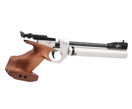 Пневматический PCP пистолет Атаман  AP16 Sport Silver кал. 4,5 Pellet  (Орех)