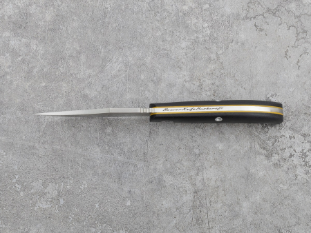 Нож BeaverKnife HuliGun, рукоятка черная микарта с желтыми лайнерами, пин "летучая мышь", сталь Elmax (100 мм)