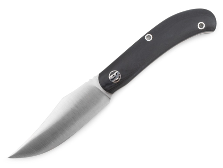 Нож BeaverKnife HuliGun, рукоятка чёрная микарта с оранжевыми лайнерами, пин "Череп динозавра", сталь Elmax (100 мм)  