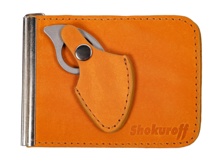Зажим для денег Shokuroff "Коготь" кожанный, цвет рыжий.