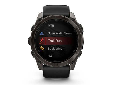 Наручные GPS смарт-часы GARMIN Fenix 8 - 51 мм AMOLED Sapphire Carbon Gray DLC Titanium, Black/Pebble Gray Silicone Band