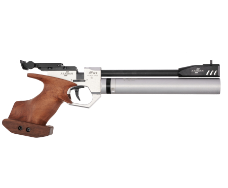 Пневматический PCP пистолет Атаман  AP16 Sport Silver кал. 4,5 Pellet  (Орех)
