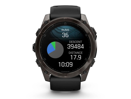 Наручные GPS смарт-часы GARMIN Fenix 8 - 51 мм AMOLED Sapphire Carbon Gray DLC Titanium, Black/Pebble Gray Silicone Band