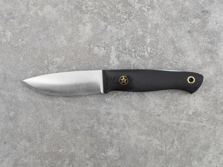Нож BeaverKnife Pointer рукоятка чёрная микарта с белыми лайнерами, пин "Звезда", сталь Elmax (100 мм)