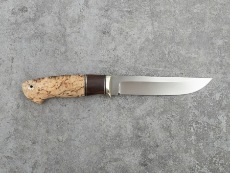 Нож Анчар Кузница Медведь (M390, больстер мельхиор, вставка айронвуд,
стабилизированная карельская береза, мозаичный пин под темляк)