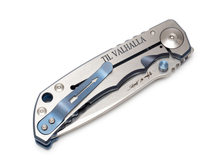 Складной нож Spartan Blades Harsey Viking Long Boat, рукоять Titanium Blue Anodized, клинок CPM S45VN StoneWash (100 мм