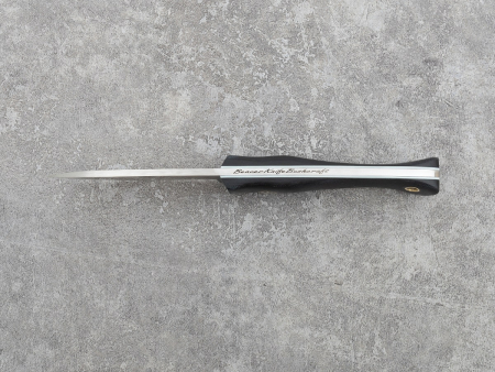 Нож BeaverKnife Pointer рукоятка чёрная микарта с белыми лайнерами, пин "Звезда", сталь Elmax (100 мм)