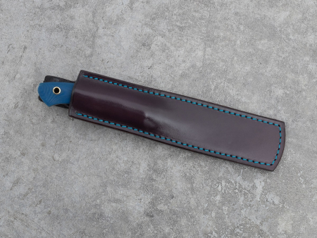 Нож BeaverKnife  "Таёжные истории" (12094. Elmax 2.5, синяя микарта,Пин 470 Олени, елки золото. ножны классика)