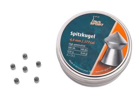 Пули для пневматики H&N Spitzkugel кал. 4,5 мм (8,64 grain / 0,56 г) уп. 500 шт
