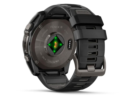 Наручные GPS смарт-часы GARMIN Fenix 8 - 51 мм AMOLED Sapphire Carbon Gray DLC Titanium, Black/Pebble Gray Silicone Band