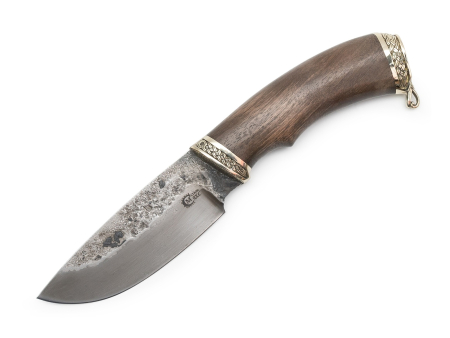 Нож Мастерской Ю.М. Сёмина, модель Разделочный, рукоять орех / литьё, сталь 9 ХС со следами ковки (110мм)