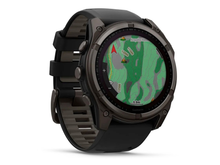 Наручные GPS смарт-часы GARMIN Fenix 8 - 51 мм SOLAR Sapphire Carbon Gray DLC Titanium, Black/Pebble Gray Silicone Band