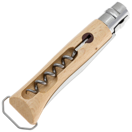Нож Opinel №10, нержавеющая сталь, рукоять из бука, со штопором