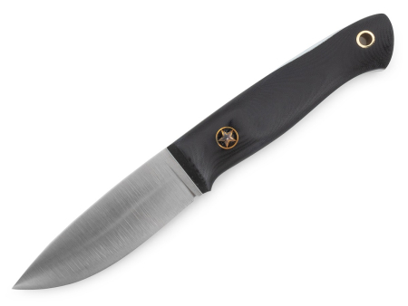 Нож BeaverKnife Pointer рукоятка чёрная микарта с белыми лайнерами, пин "Звезда", сталь Elmax (100 мм)
