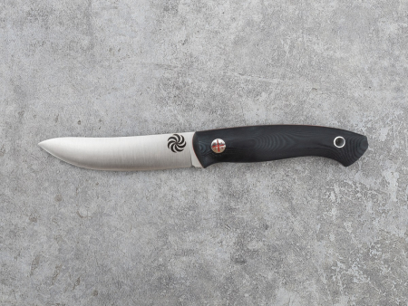 Нож BeaverKnife Hunting Knife (12092 Std/MC 2,5 мм, чёрная микарта,  пин Флаг, ножны классика)