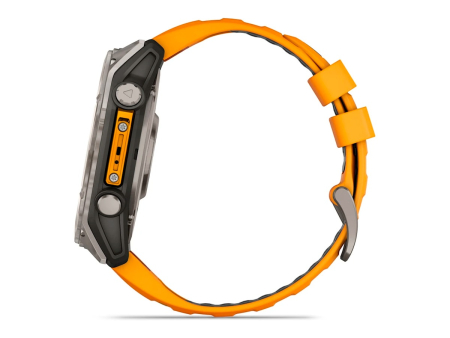 Наручные GPS смарт-часы GARMIN Fenix 8 - 51 мм AMOLED Sapphire Titanium Spark Orange/Graphite Silicone Band