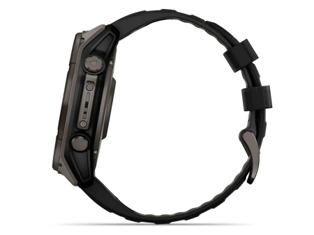 Наручные GPS смарт-часы GARMIN Fenix 8 - 51 мм SOLAR Sapphire Carbon Gray DLC Titanium, Black/Pebble Gray Silicone Band