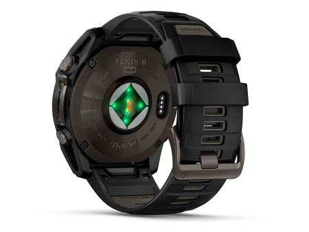 Наручные GPS смарт-часы GARMIN Fenix 8 - 51 мм SOLAR Sapphire Carbon Gray DLC Titanium, Black/Pebble Gray Silicone Band