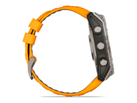 Наручные GPS смарт-часы GARMIN Fenix 8 - 51 мм AMOLED Sapphire Titanium Spark Orange/Graphite Silicone Band
