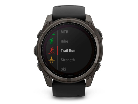 Наручные GPS смарт-часы GARMIN Fenix 8 - 51 мм SOLAR Sapphire Carbon Gray DLC Titanium, Black/Pebble Gray Silicone Band