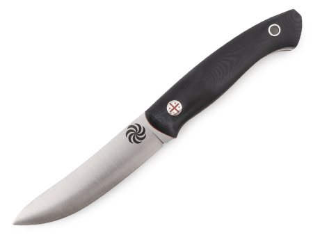 Нож BeaverKnife Hunting Knife (12092 Std/MC 2,5 мм, чёрная микарта,  пин Флаг, ножны классика)