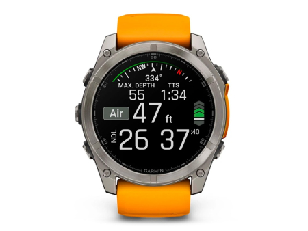 Наручные GPS смарт-часы GARMIN Fenix 8 - 51 мм AMOLED Sapphire Titanium Spark Orange/Graphite Silicone Band