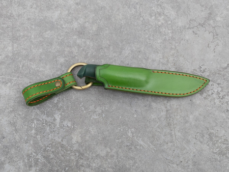 Нож BeaverKnife Шарль Перро, рукоятка зелёная микарта, с оранжевыми лайнерами, пин "Лягушонок", сталь HCSS (105 мм)