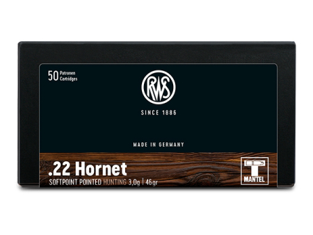 Патрон RWS кал. .22 Hornet Teilmantel Spitz Soft Point Pointed (46 grain / 3 г) уп. 20 шт