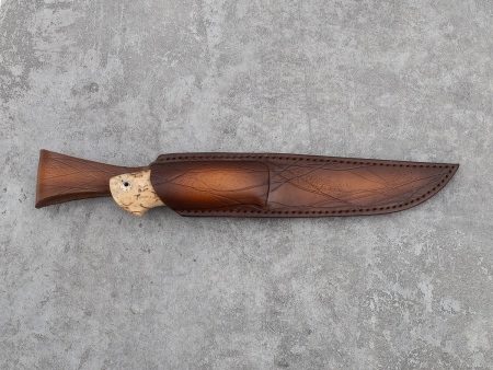 Нож Анчар Кузница Медведь (M390, больстер мельхиор, вставка айронвуд,
стабилизированная карельская береза, мозаичный пин под темляк)