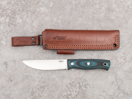 Нож Южный крест Росомаха, рукоять Микарта чёрно-синяя с оружейной насечкой, сталь CPR convex (130 мм)