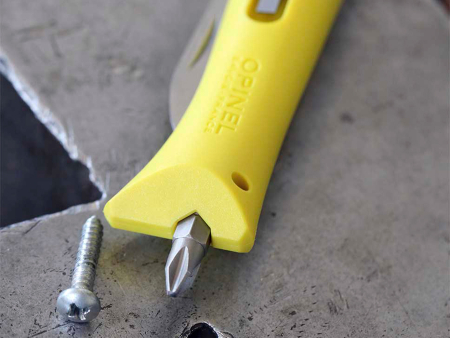 Складной нож электрика Opinel №09, пластиковая жёлтая рукоять с битодержателем, cталь inox Sandvik 12С27 (85 мм)