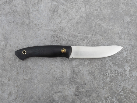 Нож BeaverKnife Hunting Knife (12093 Std/Elmax 2,5 мм, чёрная микарта,  пин 470 Олени золото, ножны классика)