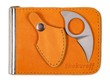 Зажим для денег Shokuroff "Коготь" кожанный, цвет рыжий.