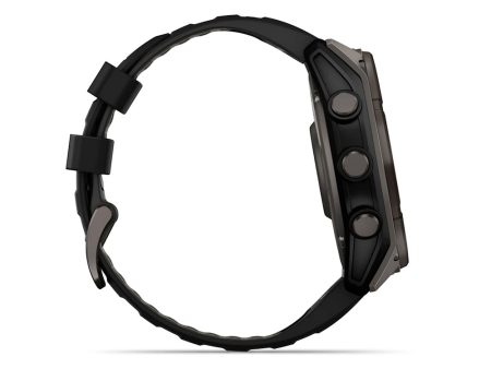 Наручные GPS смарт-часы GARMIN Fenix 8 - 51 мм SOLAR Sapphire Carbon Gray DLC Titanium, Black/Pebble Gray Silicone Band
