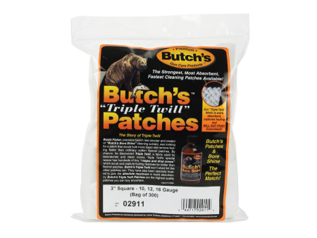 Фланелевые патчи-салфетки Butch's Triple Twill калибры 16-12 квадратные, уп. / 300шт. (02911)