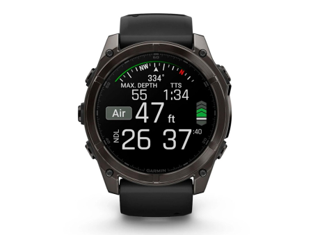 Наручные GPS смарт-часы GARMIN Fenix 8 - 51 мм AMOLED Sapphire Carbon Gray DLC Titanium, Black/Pebble Gray Silicone Band