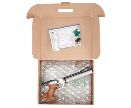 Пневматический PCP пистолет Атаман  AP16 Sport Silver кал. 4,5 Pellet  (Орех)