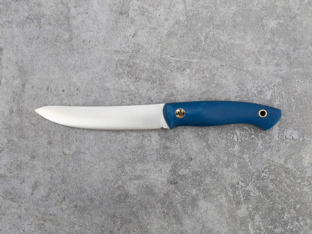 Нож BeaverKnife  "Таёжные истории" (12094. Elmax 2.5, синяя микарта,Пин 470 Олени, елки золото. ножны классика)