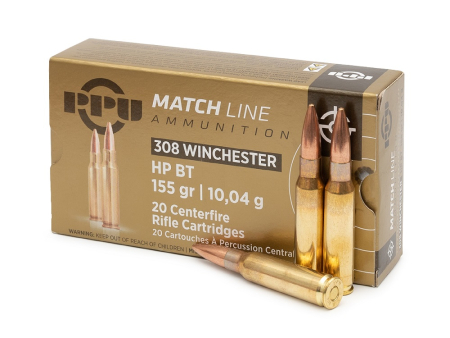 Патрон PPU кал. 308 Win. Match HPBT (155 grain / 10,04 г), уп. 20 шт. 