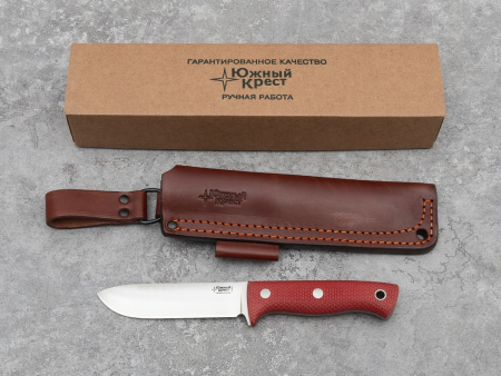 Нож Кедр, Рукоять Микарта красная, насечка