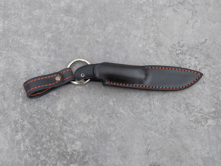 Нож BeaverKnife HuliGun, рукоятка чёрная микарта с оранжевыми лайнерами, пин "Череп динозавра", сталь Elmax (100 мм)  