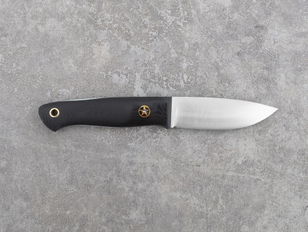 Нож BeaverKnife Pointer рукоятка чёрная микарта с белыми лайнерами, пин "Звезда", сталь Elmax (100 мм)