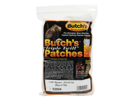 Фланелевые патчи-салфетки Butch's Triple Twil калибры .270-.35 (7-9 мм) квадратные, уп. / 750шт. (02904)