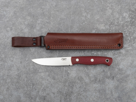 Нож Slender S, Рукоять -Микарта красная,насечка