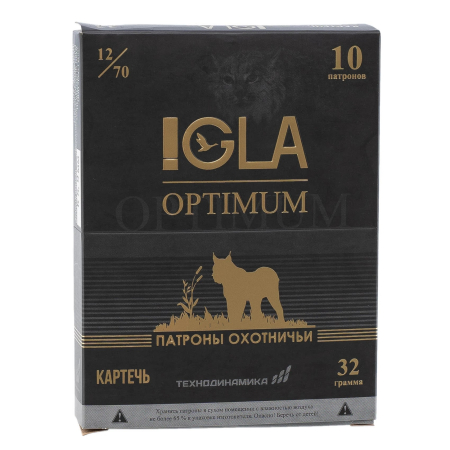 Патрон c картечью IGLA Optimum кал. 12/70 (5,9 мм) 32 г, уп. 25 шт.